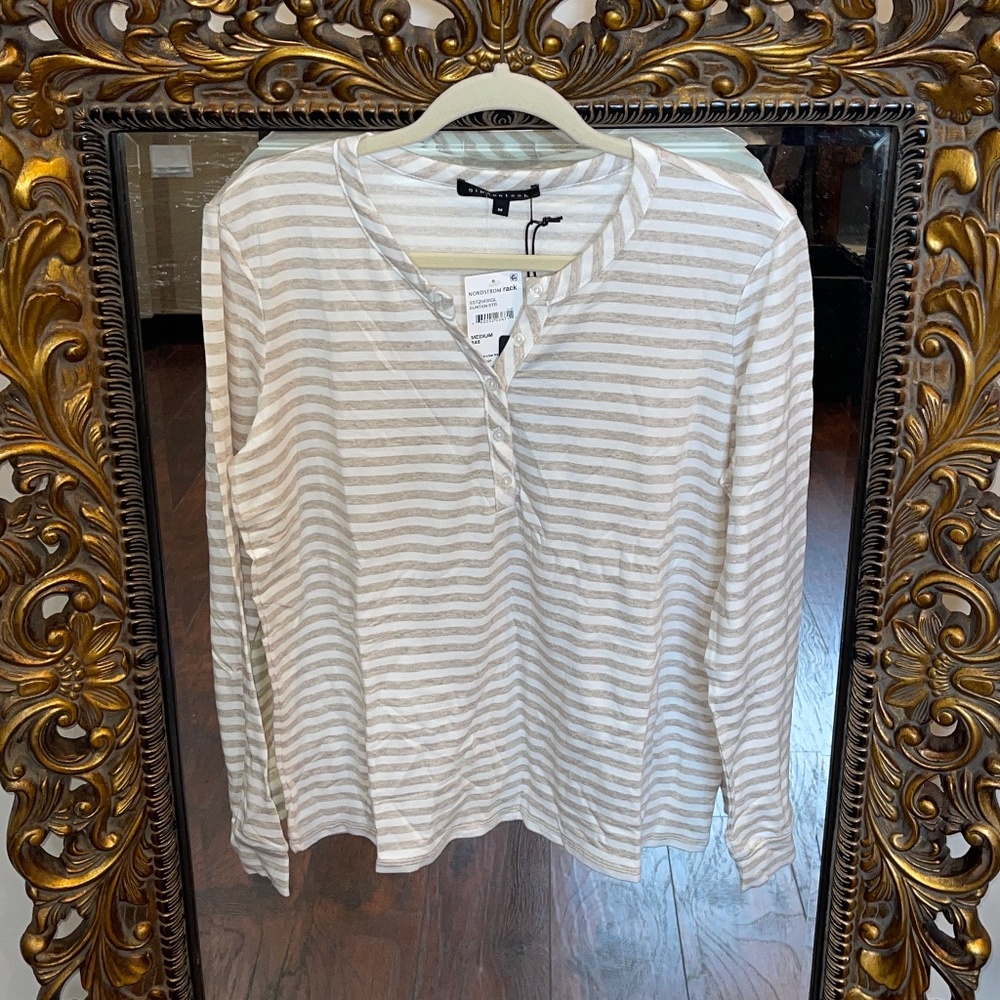 Gibsonlook Tan/White Cardigan Ladies Size M